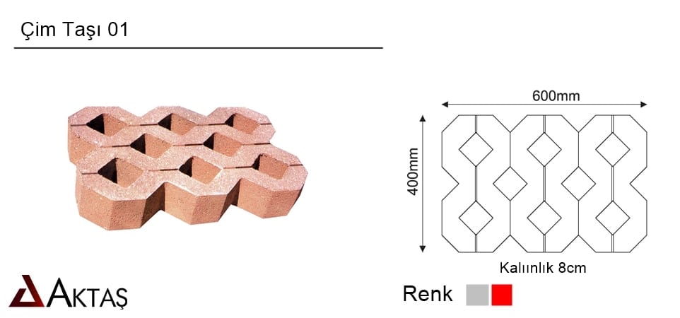 Çim Taşı döşeme ürünü kırmızı renk ile rengarenk alanlar oluşturabilirsiniz.