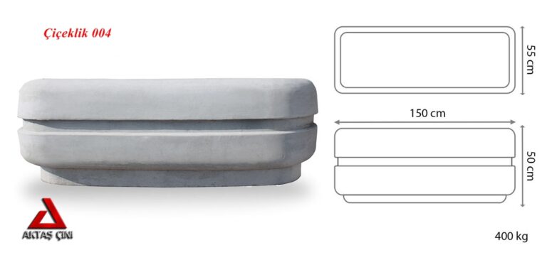 Oval Beton Saksı Gri 150x50x55 cm