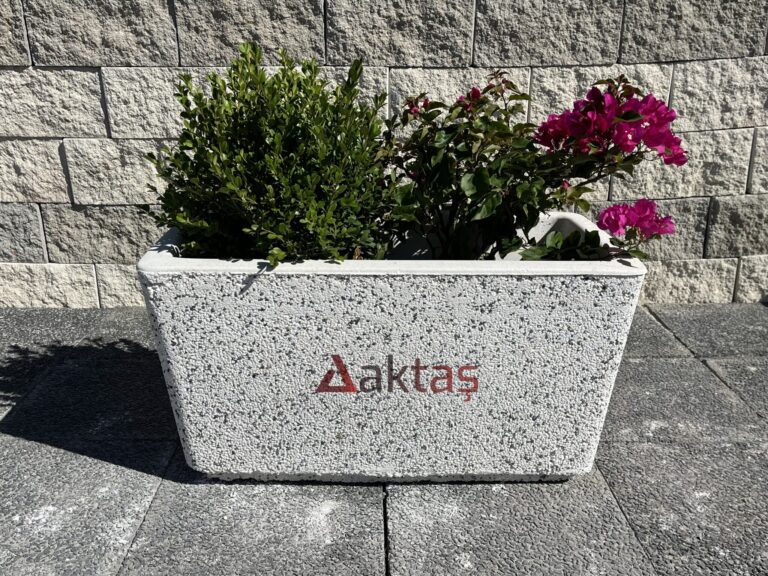 Beyaz Dikdörtgen Mozaikli Saksı 80x40x44 cm