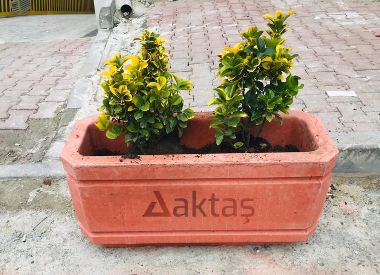 Dikdörtgen Beton Saksı Kırmızı 80x30x40 cm