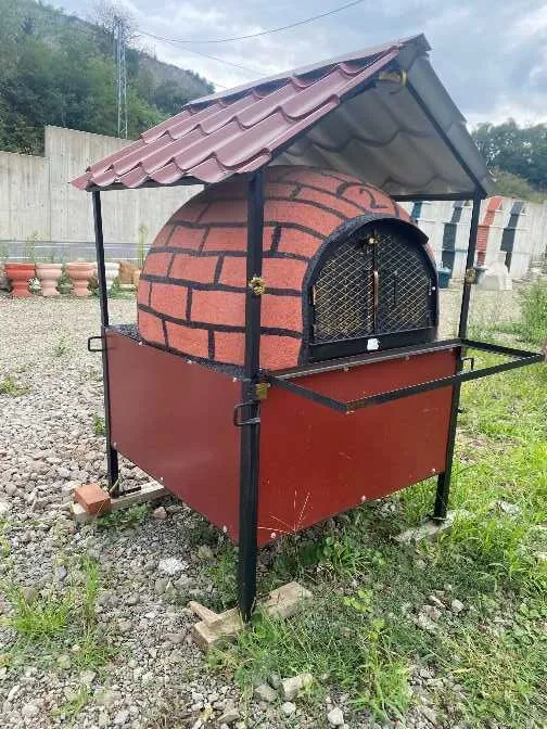 Çatılı Odunlu Seyyar Taş Fırın – Köy Fırını (Taşınabilir Bahçe Tipi)