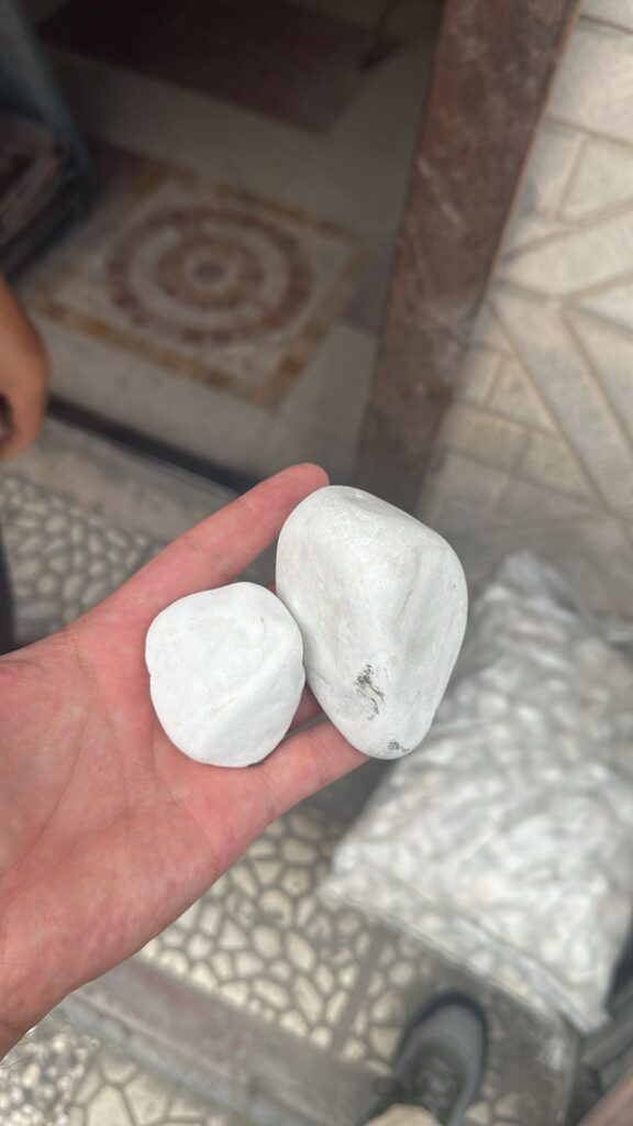 Yumurta Dolomit Beyaz 6 – 10 cm Cilalı Peyzaj Çakıl Taşı