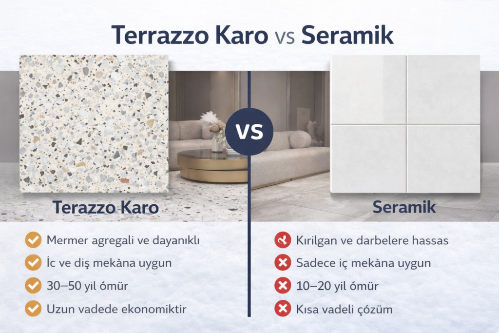 Terrazo Karo vs Terrazo  Seramik